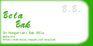 bela bak business card